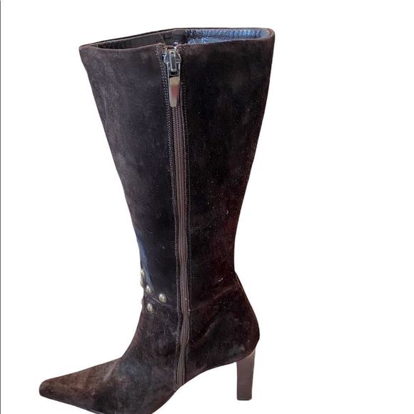 Vero Cuoio long suede heeled boots with zipper size 6.5 Heel: 4 inch - Picture 1 of 6